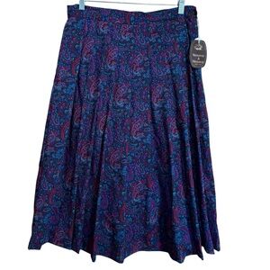 Vintage Paisley Midi Skirt in Blue and Pink